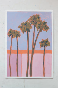 "LA Palm Trees 1" 21x30cm original mixed media painting on paper