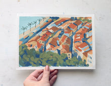 Load image into Gallery viewer, &quot;Old Town Rooftops&quot; 21x15cm original mixed media painting on paper