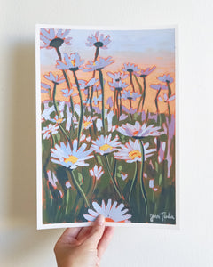 "Daisy Sunset" 21x30cm original acrylic painting on paper