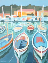 Load image into Gallery viewer, Let&#39;s Set Sail coastal fine art canvas print with boats Nice France