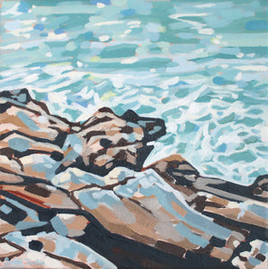 "Rocky Shore" 30x30cm original oil painting on canvas