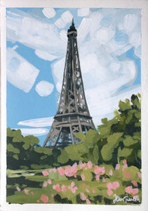 Paris landscape Tour Eiffel original acrylic painting on paper
