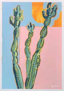 "Venice Beach Cactus" - 30x21cm original mixed media painting on paper