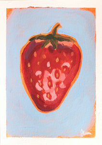 "Blue Strawberry" 15x10,5cm original acrylic painting on paper