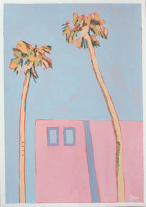 "LA Palm Trees 2" 21x30cm original mixed media painting on paper