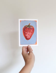 "Blue Strawberry" 15x10,5cm original acrylic painting on paper
