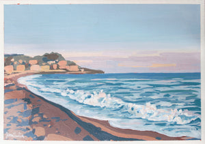 "Sunset in Blue Beach" 21x30cm original acrylic painting on paper