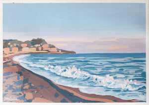 "Sunset in Blue Beach" - original acrylic painting on paper