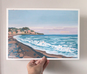 "Sunset in Blue Beach" 21x30cm original acrylic painting on paper