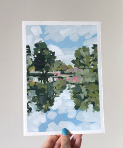"Parc des Ibis" 21x15cm original acrylic painting on paper