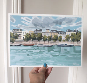 "Bateaux de Seine" - original acrylic painting on paper