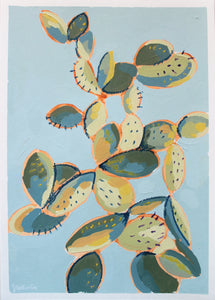 "Riviera Cactus" original mixed media painting on paper