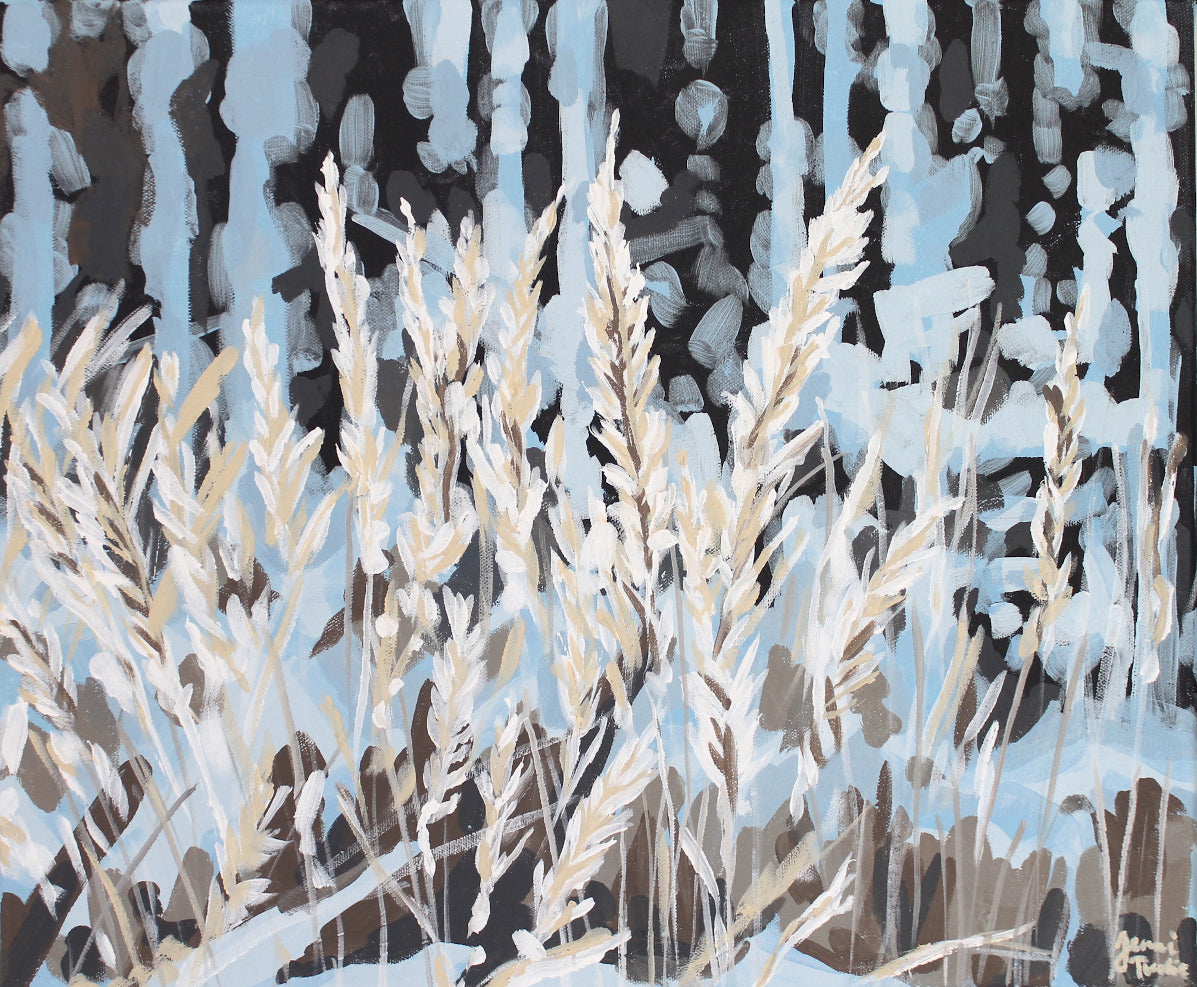 Original acrylic winter landscape painting on canvas for sale