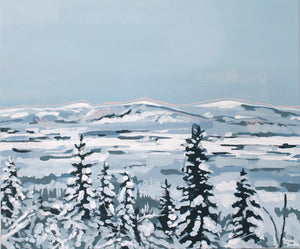 Original winter landscape painting for sale lapland