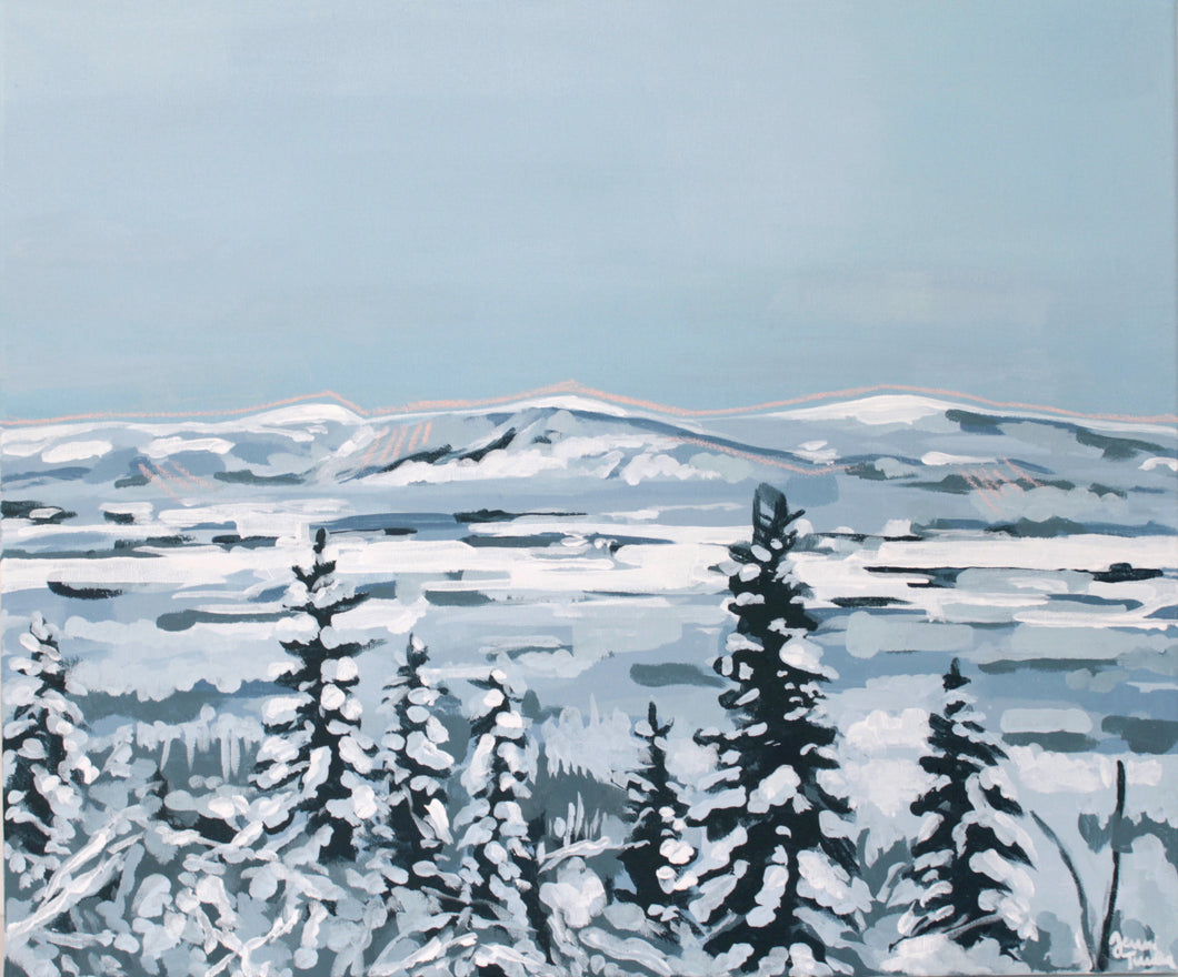 Original winter landscape painting for sale lapland
