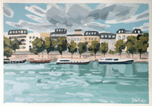 Load image into Gallery viewer, &quot;Bateaux de Seine&quot; 21x30cm original acrylic painting on paper
